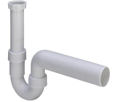 Sink pipe siphon 6/4"x40 plastic/white, model 7985