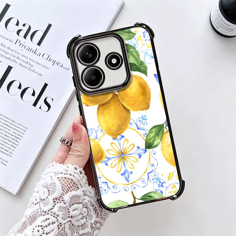 Summer Fruits Lemon Soft Phone Case For Xiaomi Redmi Note 14 15 Pro Plus 13 12 11S 11T 5G 10 9S 9 Plating Anti-Fall Fundas