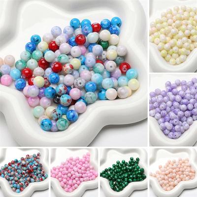8mm 30pcs/bag Glass Colored Beads DIY Bracelet Necklace Earrings Jewelry Accessories