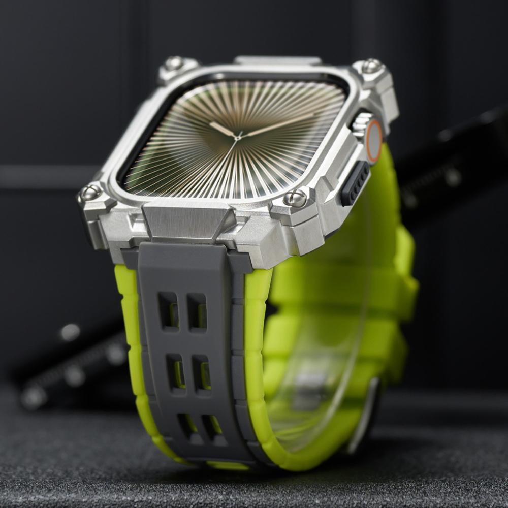 Rubber Straps+Metal Protect Case for Apple Watch Series 11 10 46mm Breathable Silicone Band for IWatch 11 46MM Modification Kit