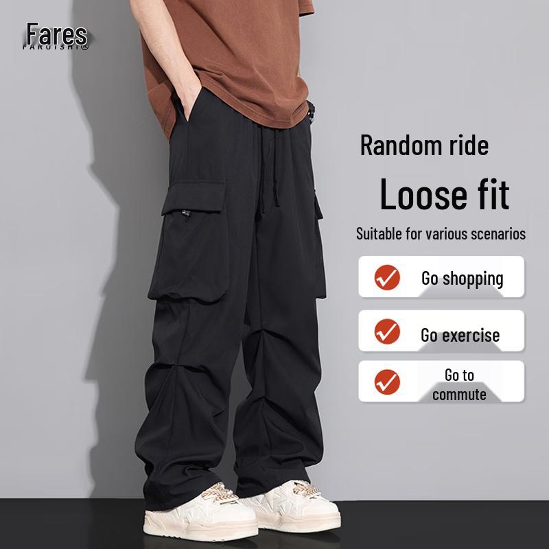 

FARUISHI Men s Summer Loose Fit Cargo Wide-Leg Casual Pants 2XL