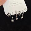 6PCS Y2K Punk Crystal Star Moon Pendant Earring Set For Women Girl Men Gothic Vintage Aesthetic Grunge Jewelry Ear Accessories