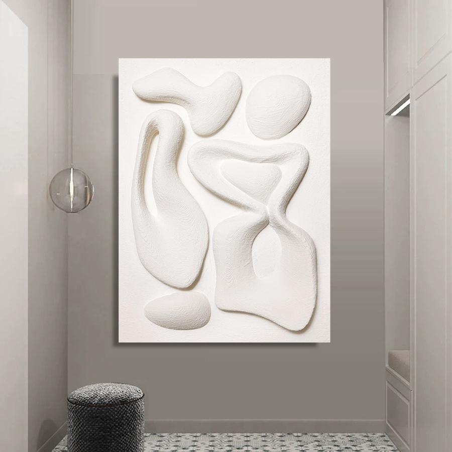 Modern 2D Flat Shapes Texture Prints Posters,  Wabi-sabi Style White Geometry Canvas Painting Wall Arts Wall Decor Unframe