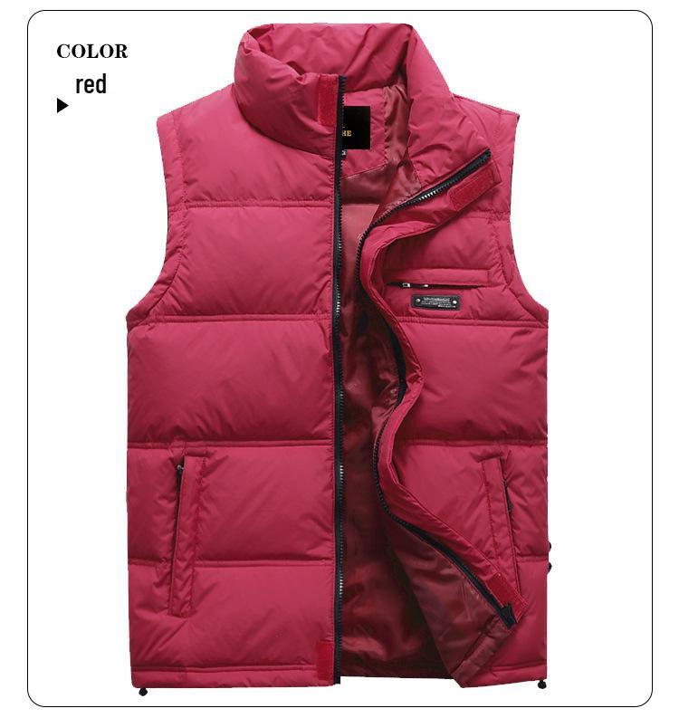Classic Men's Plus Size Thickened Down Vest for Middle-aged & Elderly - Warm Sleeveless Stand Collar Jacket