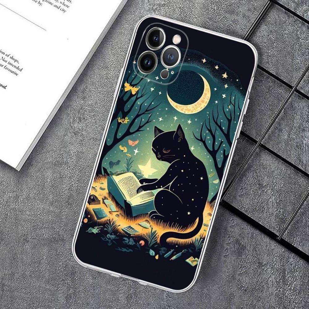 Black Cat Cartoon Cute Phone Case For IPhone 15 14 11 12 13 Mini Pro XS Max Cover 6 7 8 Plus X XR SE 2020 Funda Shell