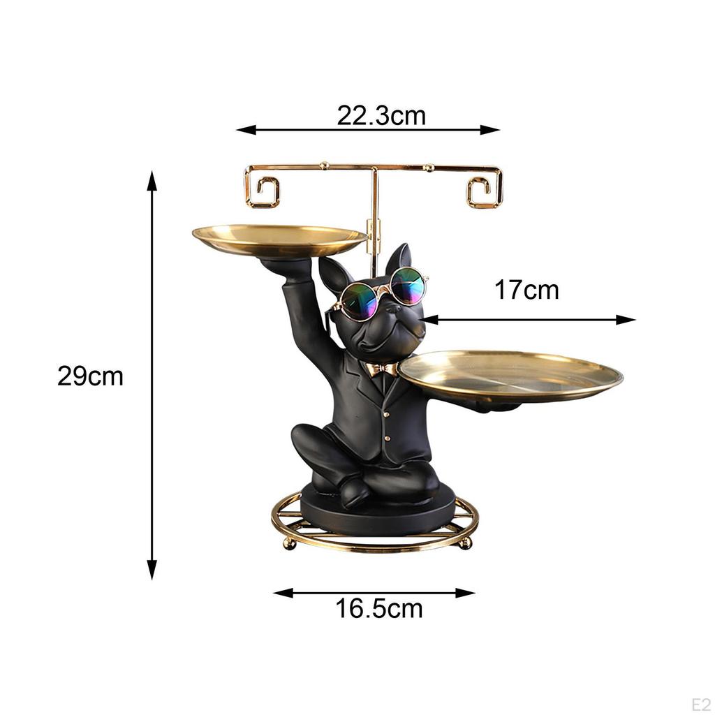 Socha Klíčenka Umělecké dílo Lehká Dekorativní Pryskyřice Úložné Středové dílo Socha psa s podnosem
