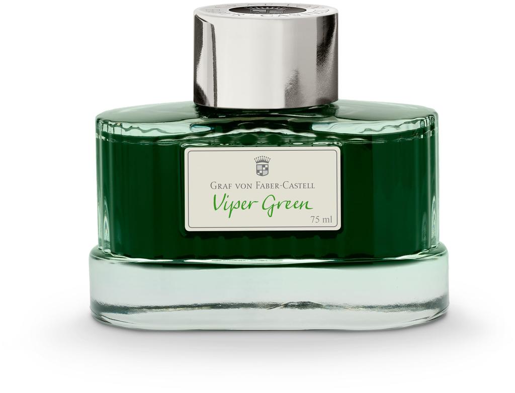 Graf Von Faber-Castell Guilloche Ink Bottle, Count Collection, Viper Green, 141017, 75ml, Officially Imported