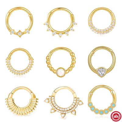 Wind S925 Sterling Silver Star Diamond Temperament Cartilage Piercing Earrings Ear Buckle Nose Ring Dual Use