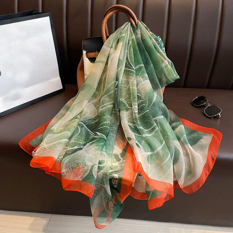 New  Silk Scarf Female Fashion Beach Pashmina Bufanda Folral Women Shawl Wraps Bandana Ladies Scarves Large Foulard Echarpe