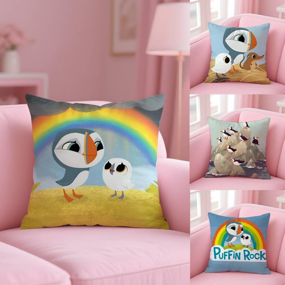 Panika Chen Unisex Kwaii Puffin Rock P-Preschool Pillow Case Custom Printed Brushed Fleece Pillow, Baby Skin-Touch, Eco-Friendly Dye-Sublimation Cu