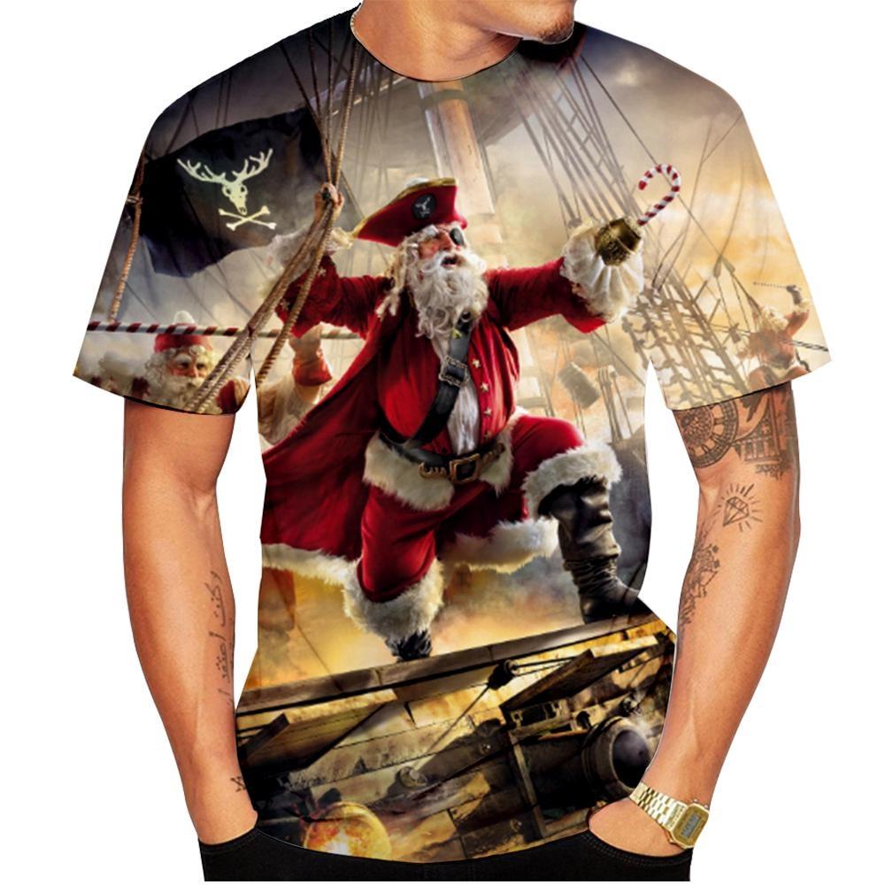 New Fashion Men's Women's T-Shirt Santa Claus Casual 3D Printed Summer Hip Hop Round Neck Cool Christmas Kids Short Sleeve