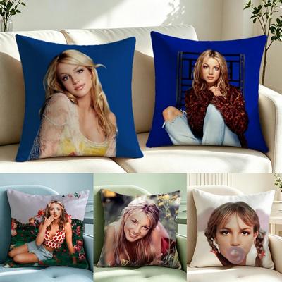 Celebrity Britney Spears Cushion Cover Short Plush Cushion Cover Double Sided Print Washable Sofa Pillowcase Home Decor Gift