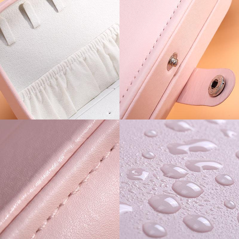 Portable Jewelry Box Jewelry Organizer Display Travel Jewelry Case Boxes Button Leather Storage Zipper Showcase