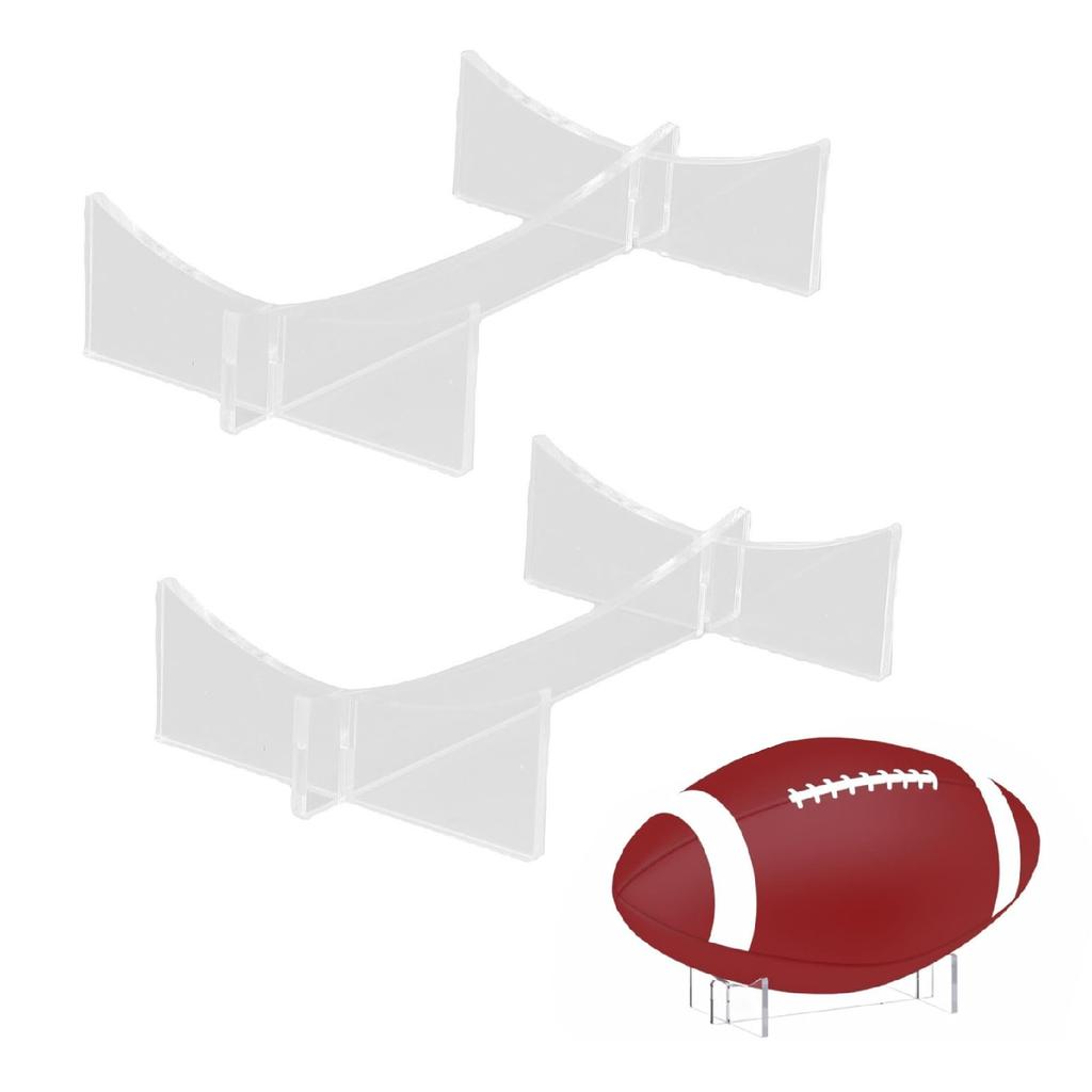 2 Stück Fußball Ausstellungsständer Klar Dickes Acryl Rugbyball Präsentationshalter für Sportbälle Handschuhe