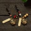 Vintage Pendants Lucky Cat Car Keychain Five Emperors Money Calabash Feng Shui Coins Red String Knots Key Ring