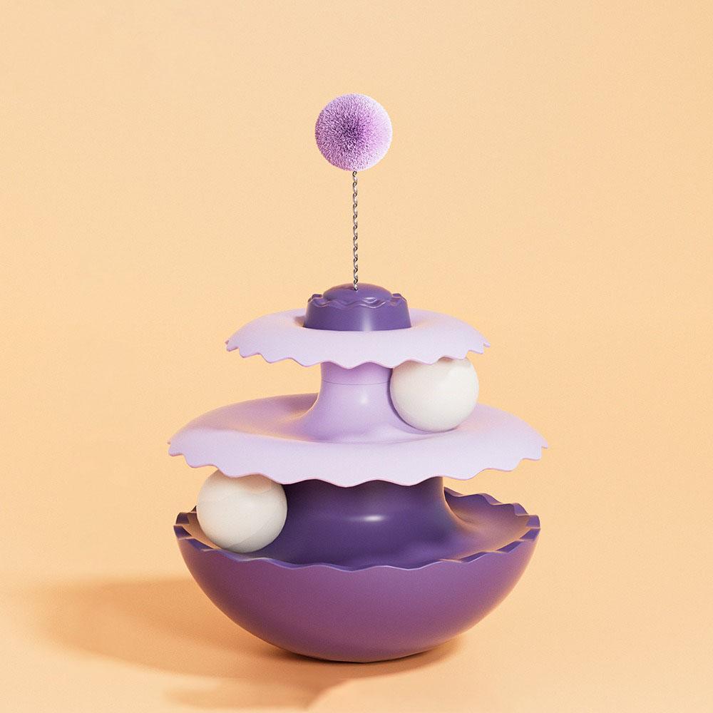 

Cat Self-Play Tumbler Turntable Toy - Interactive Cat Teaser Boredom Buster, Anti-Tip Pet Molar Toy to Keep Kittens Entertained фіолетовий