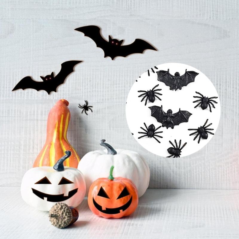 Mini Halloween Bats Spiders Plastic Decorations Realistic Detail Safe User friendly Holiday Party Supplies Indoors Outdoor Decoration