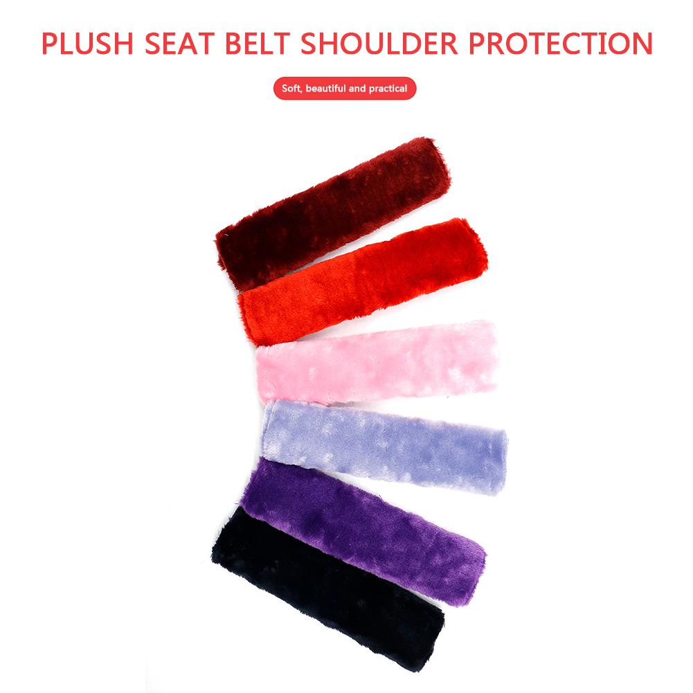 2pcs Car Pillow Fluffy Car Safety Belt Protect Shoulder Pad Vehicle Seat Sleep Positioner Non Slip Plush Car Accessorie