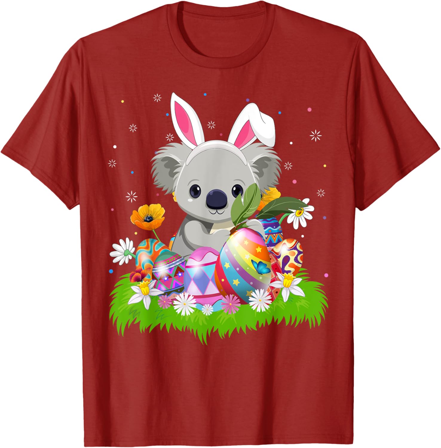 Koala Easter Bunny Ears Graphic Tee Cute Animal Lover Men s Casual T-Shirt Spring Trip S