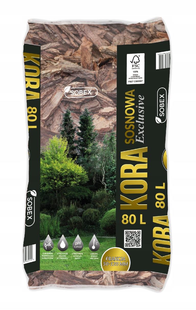 Kora sosnowa ogrodowa grubość 50-120mm 80L dekoracyjna