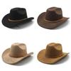 Tibetan Style Fedora Hat With Brim Sunshade For Men And Women In Suede Fabric