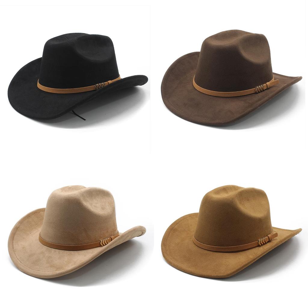 Tibetan Style Fedora Hat With Brim Sunshade For Men And Women In Suede Fabric