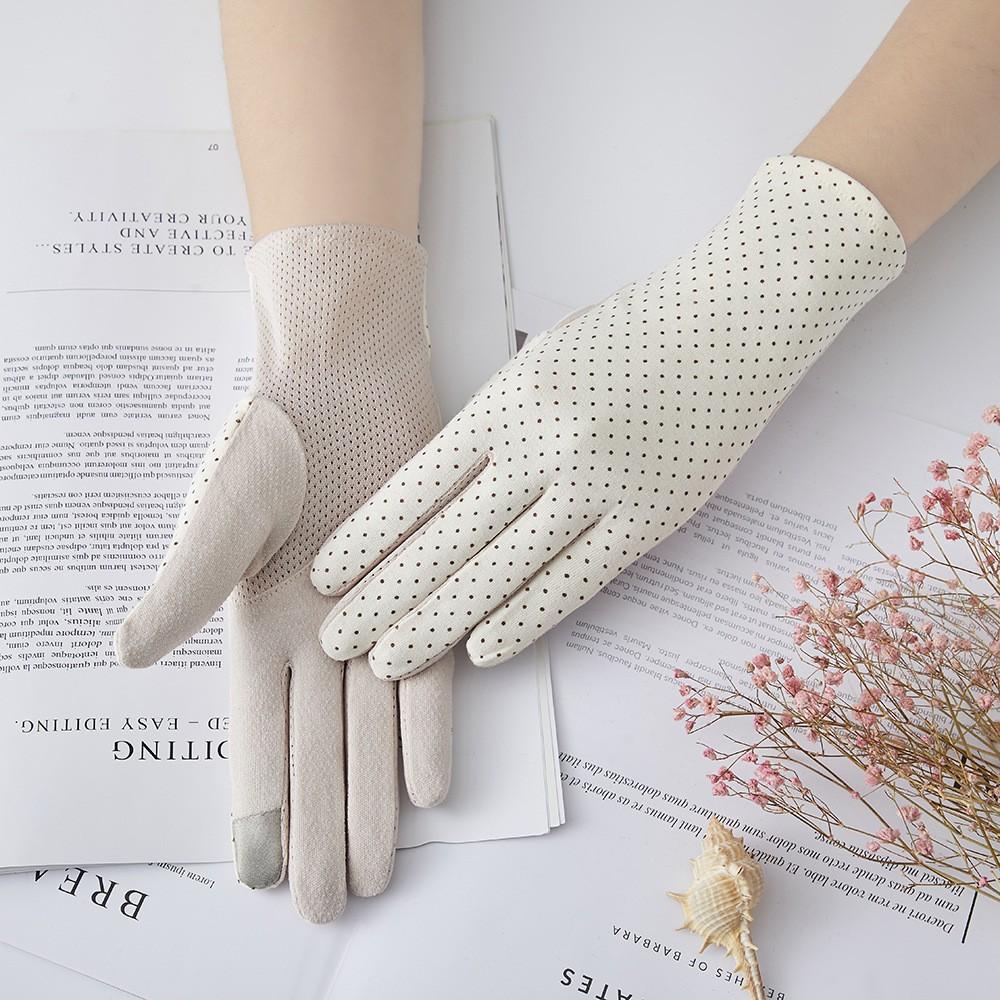 Women's Sunscreen Gloves New Spring and Summer Driving Korean Version of Lace Bow Riding Anti Slip Thin Touch Screen Gloves