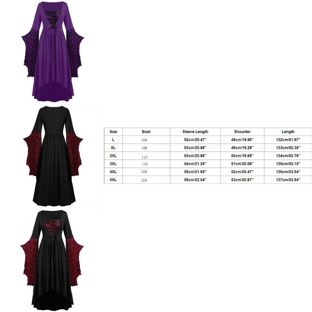 Costume Medievale Rinascimentale da Donna con Maniche Svasate e Gonna Lunga per un Look Classico