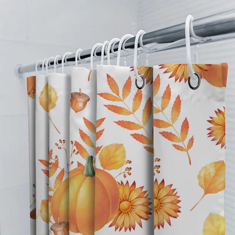 Herbstlaub Kürbis Sonnenblume Duschvorhang Wasserdicht Badezimmer Dekoration