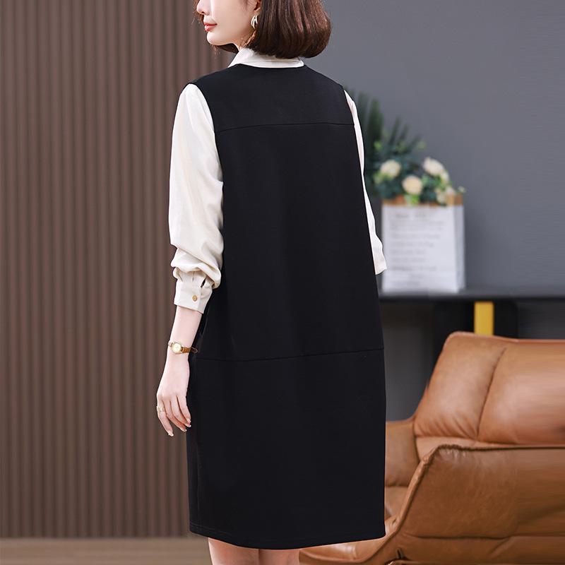 2024 French Chic Sleeveless Vest Dress: Plus Size Mother's Spring & Autumn Fashion