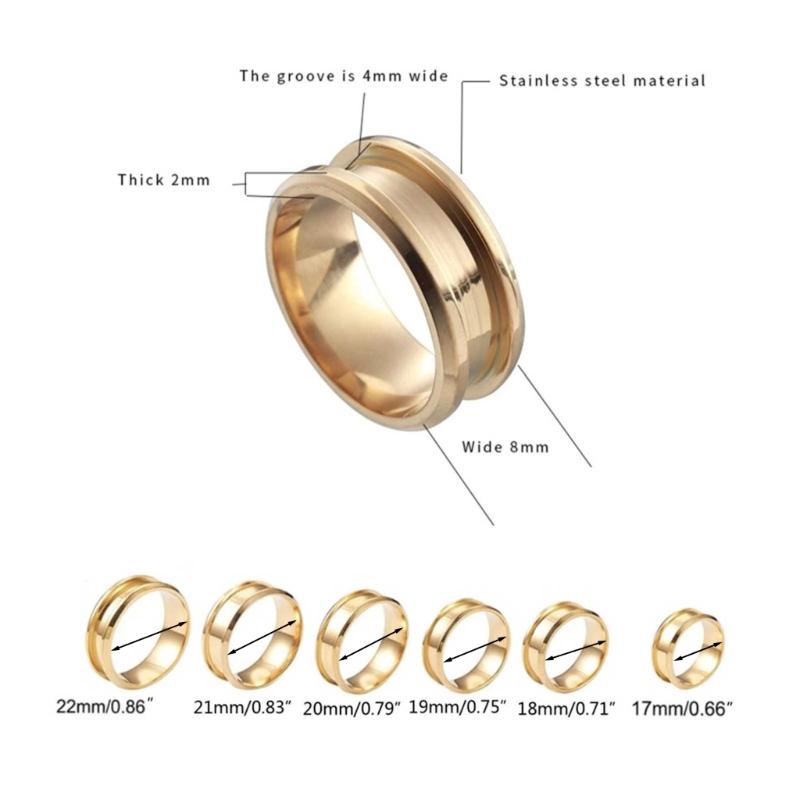 6 PCS Durable Empty Rings Scratch Resistant Blanks Rings DIY Rings Materials Empty Unisex Rings Stainless Steel Material