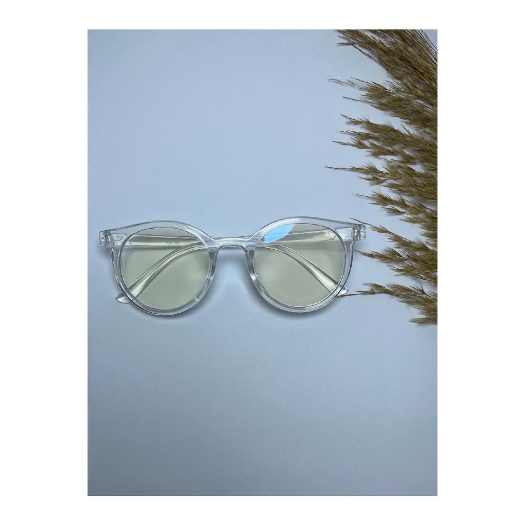 Vo026 Transparent Thick Round Unisex Clear Glass Blue Light Protective Glasses