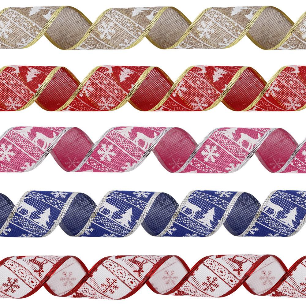 Meter Bright 2 Cheerful Christmas Tree Reindeer Stylish Fabric Ribbon For Decor Festive