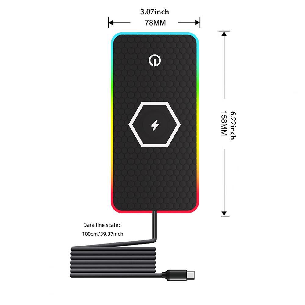 LED RGB Car Wireless Charging Board with Anti Slip Silicone Pad, Multi Device Charging Station, Car Charging Board,