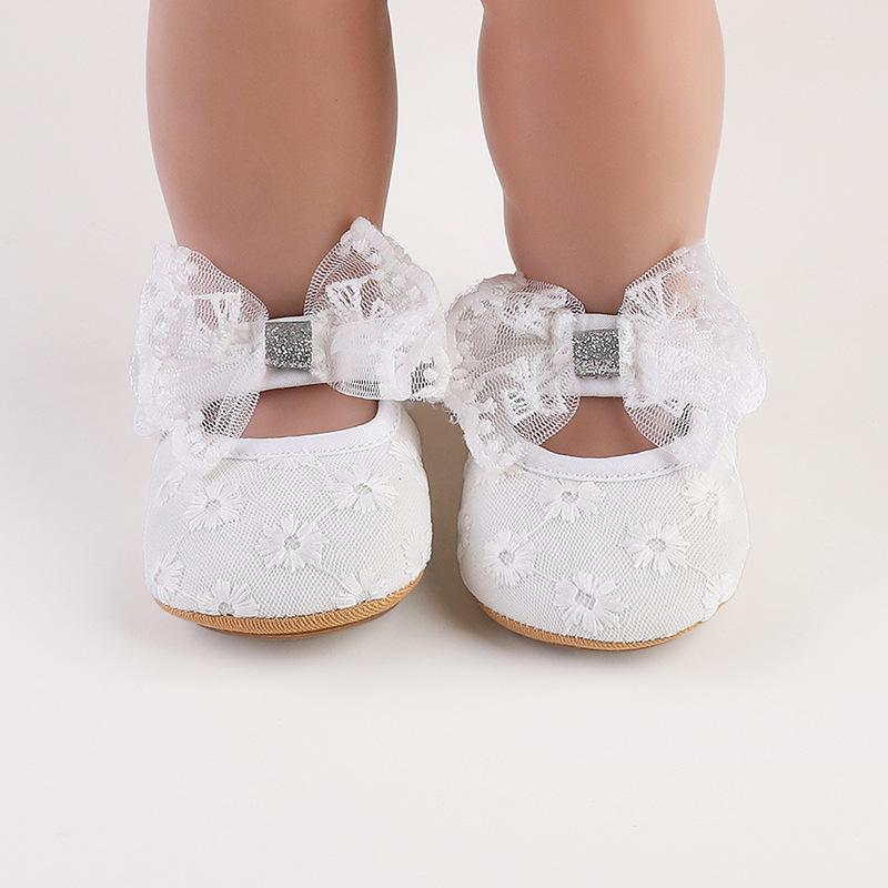 Solid Color Lace Baby Princess Shoes for 0-12 Months - Spring & Autumn Walking Shoes