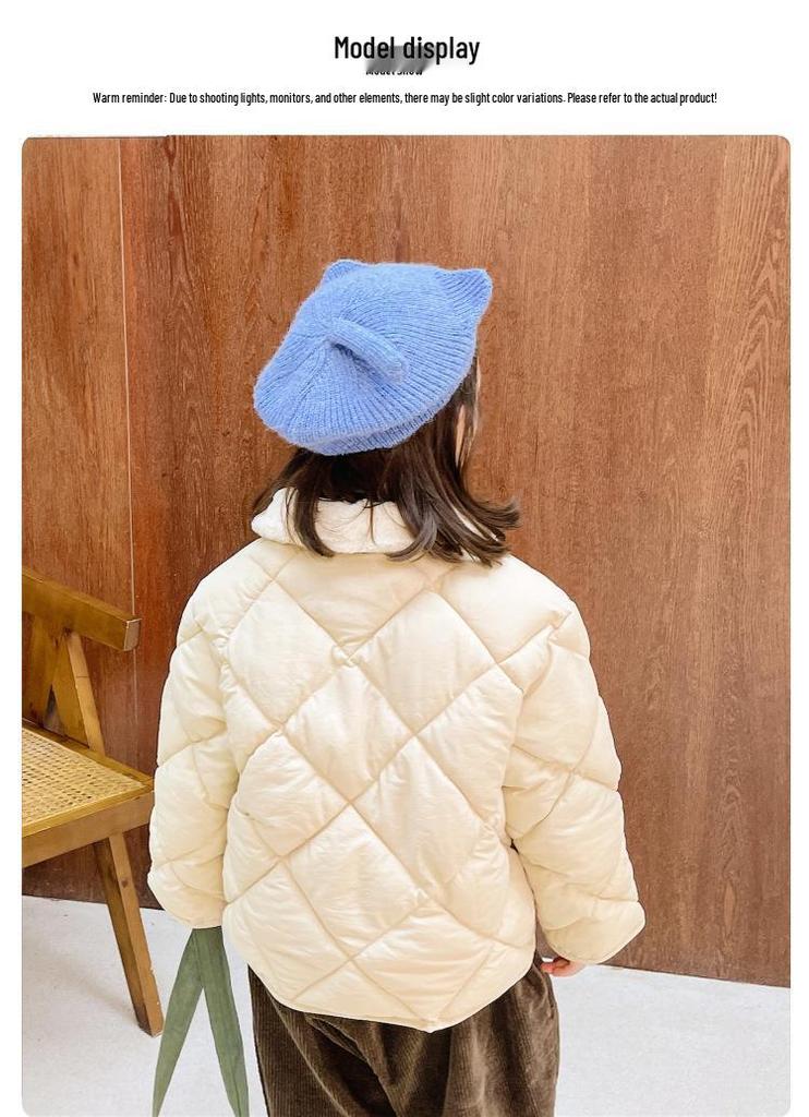 Unisex Kids' Fur Collar Cotton Padded Jacket - Warm Korean Style Outerwear for Toddlers
