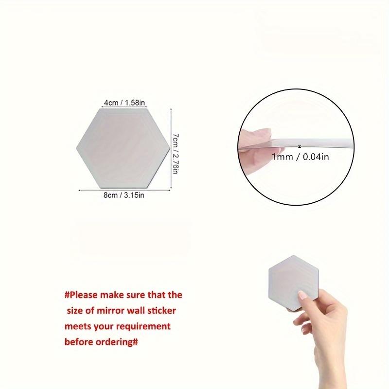 0Pcs 3D Acrylic Mirror Wall Decor - Hexagon Geometric Pattern, Detachable Modern Mirror Wall Stickers