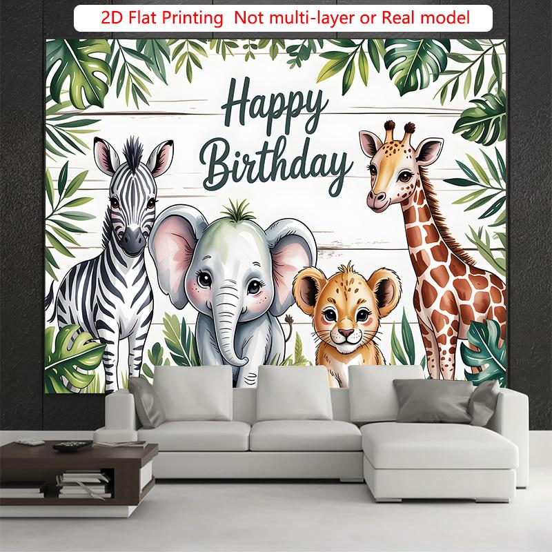 Party Backdrop Jungle Safari Flat Animals Studio Prop Event Backdrop Decoration Front Door Decor