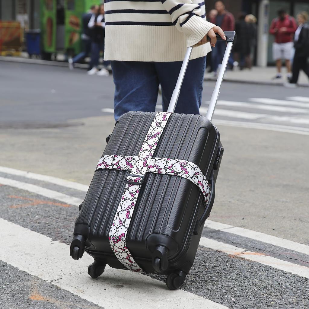 Hello Kitty Sanrio Hello Kitty Gepäckgurt Set mit 2 Stück Offiziell lizenziertes Produkt Verstellbarer Gepäckgurt bis zu 30" 72", VA701111L.NJ