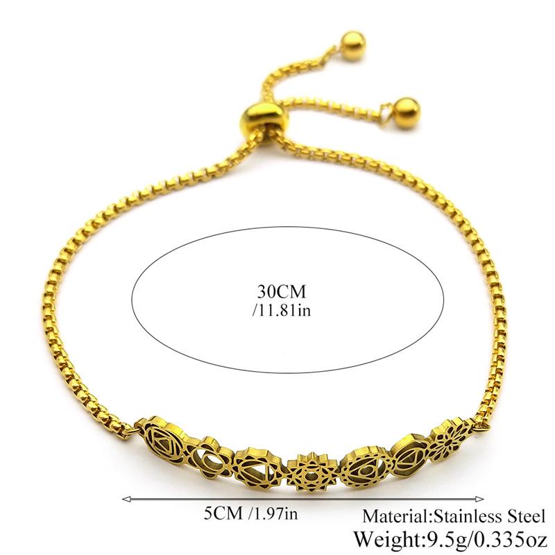 Indian Yoga 7 Chakra Flower Bracelet for Women Girls Stainless Steel Gold Color Hand Chain Reiki Healing Amulet Jewelry Gift