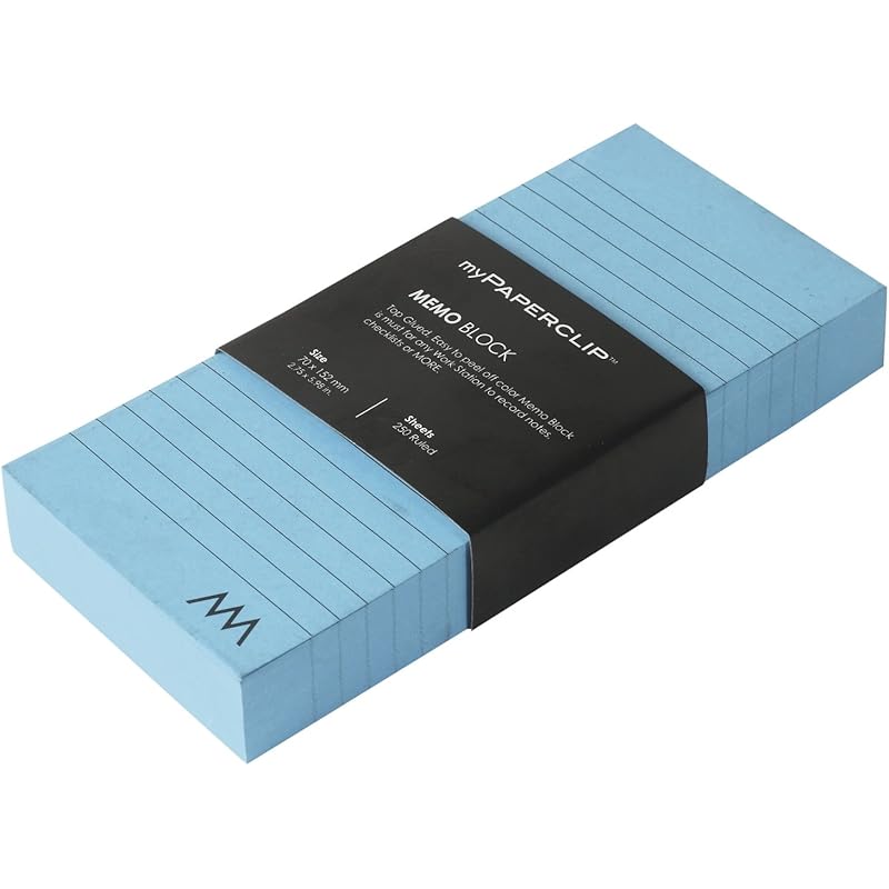 myPAPERCLIP Memo Block, Small (2.75 x 5.98 in.), Ruled, Turquoise (MB250S-R Turquoise)