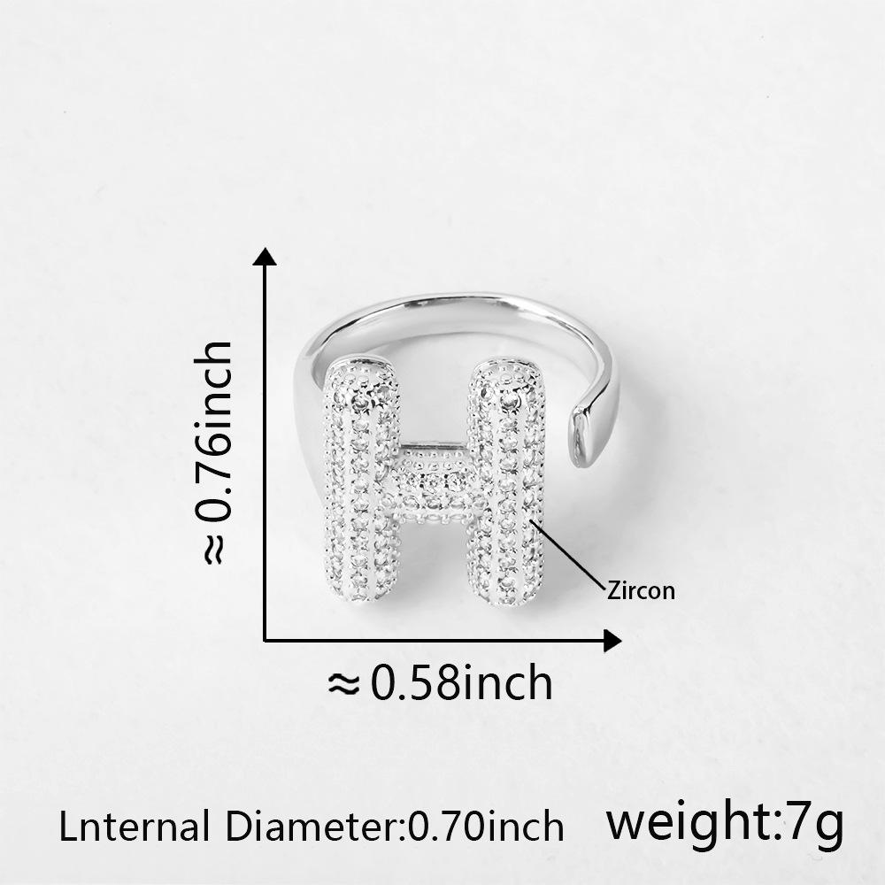 26 Letter Open-Ended Zircon Ring INS Minimalist Series Gift For Friends