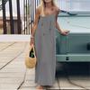 Casual Effen Losse Jurk Voor Dames Sexy Mouwloos Spaghetti Bandjes Rugloos Vetersluiting Avondjurk Femme Vakantie Strandfeest Kleding Nieuw