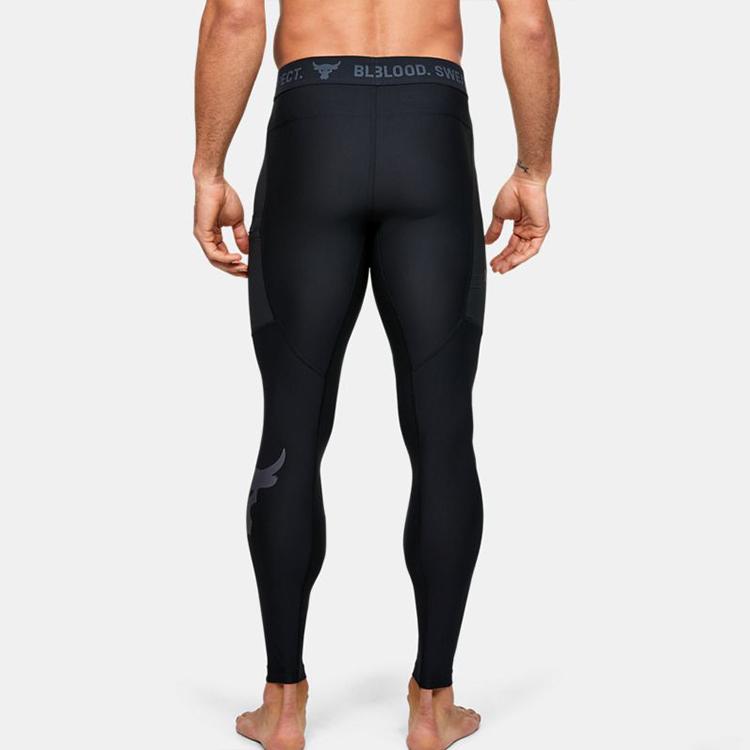 Under Armour X Dwayne Johnson Projekt Rock Kompresyjne Spodnie Fitness Męskie Spodnie Czarne 1351533-001