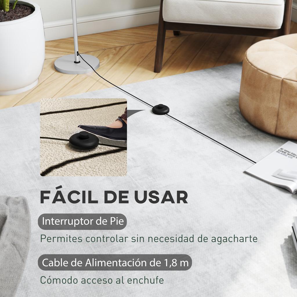 Modern Living Room Floor Lamp with Bowl Shade Foot Switch E27 Socket Without Bulb Diameter 30x155 Cm Silver