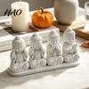 Artistic Tabletop Centerpiece 4-in-1 Mini Buddha Statue, See Hear Speak No Evil And Phone, 3D Printed Trendy Office Gadgets Zen Monk Feng Shui