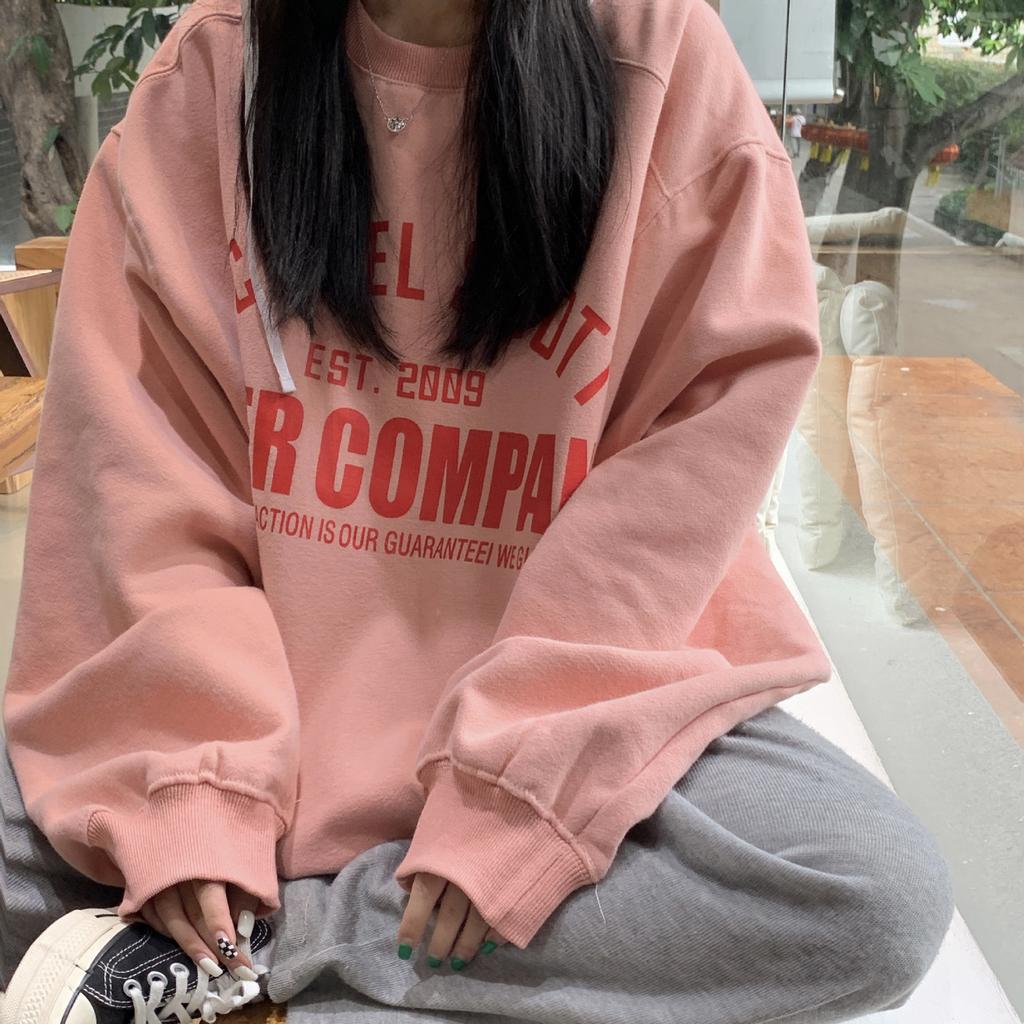 Women Long Sleeve O Neck Loose Pullovers Female Tops Solid Color Sweatshirts