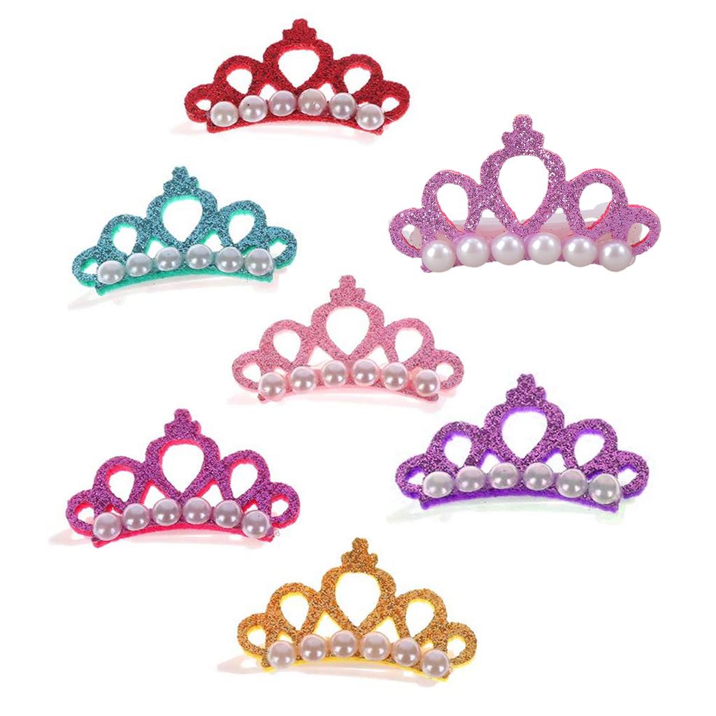 Shimmering Hair Clip for Small Dog Cats Party Dressingup Artificial Pearl Crown Hair Pin for Pet Daily Formal Photograph