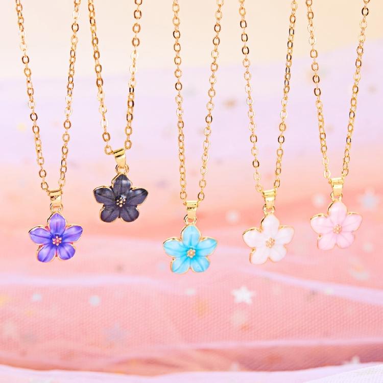 Practical Cherry Flower Necklace Polished Alloy Jewelry Pendant Necklace Perfect for Gifting or Daily Fashion Accessory