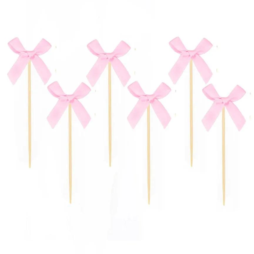 

Pink Bow Cupcake Toppers Kids Girls Birthday Party Cake Topper Decoration Baby Shower Wedding Bachelorette Party Suppliesa